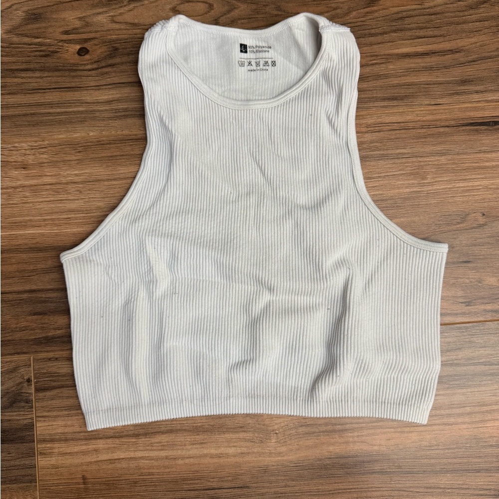 White Ribbed Tank Top